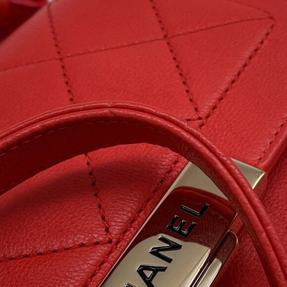 CHANEL Clic Label 2-way Bag Leather Red A93701 - Picture 8 of 13